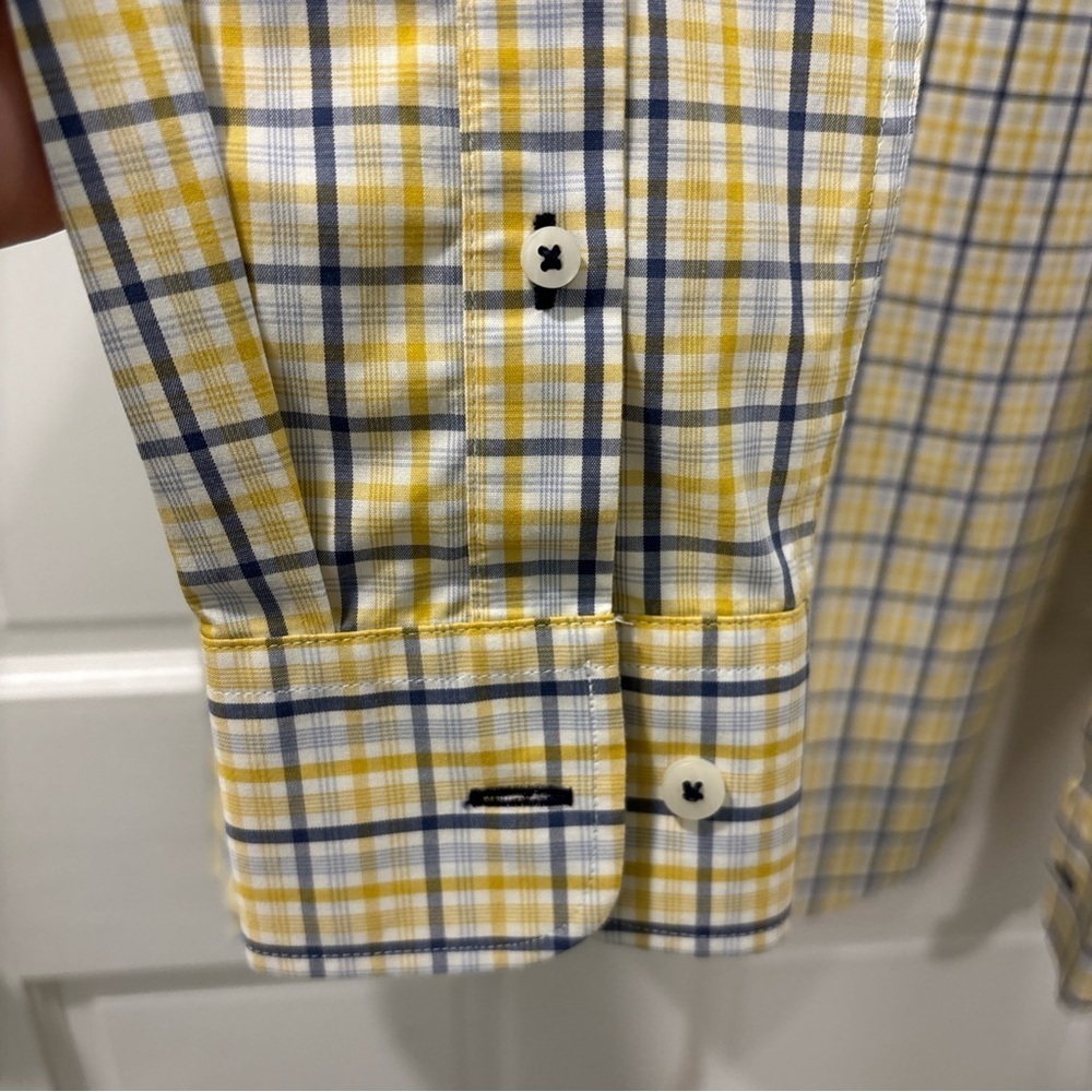 UNTUCKit Men’s Sumoll Slim Fit Wrinkle Free Long Sleeve Size M Yellow/Blue Plaid - Picture 6 of 9
